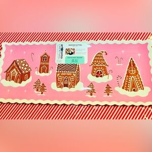Christmas Pink Gingerbread Village Melamine Serving Tray Whimsical
